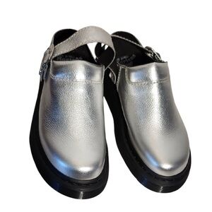 Dr. Martens AirWair Metallic Silver Slingback Mules. Women’s 8/Mens 7